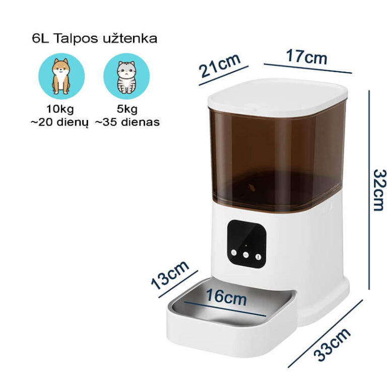 Automaattinen älykäs lemmikkieläinten ruokintalaite Wi-Fi:llä ja videokameralla Užsisakykite Trendai.lt 7